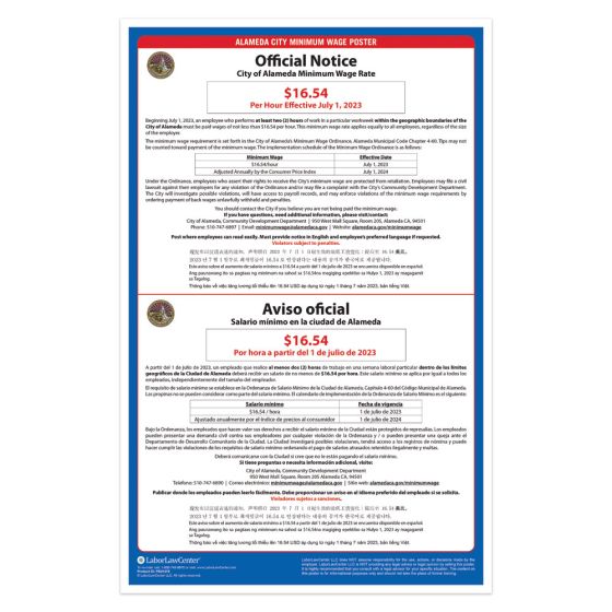 Alameda City Labor Law Poster