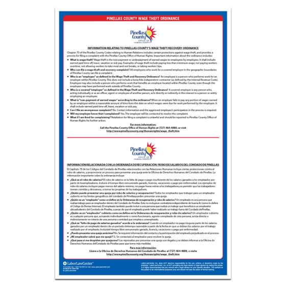 Pinellas County Labor Law Poster