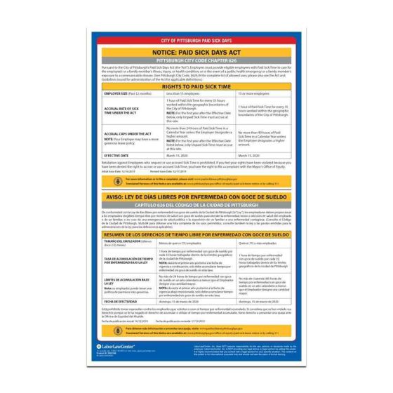 Pittsburgh City Labor Law Poster