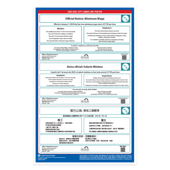 San Jose Labor Law Poster