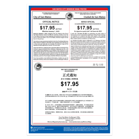 San Mateo Labor Law Poster