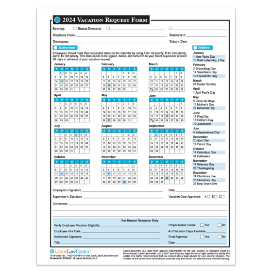 Vacation Request Form (Calendar)