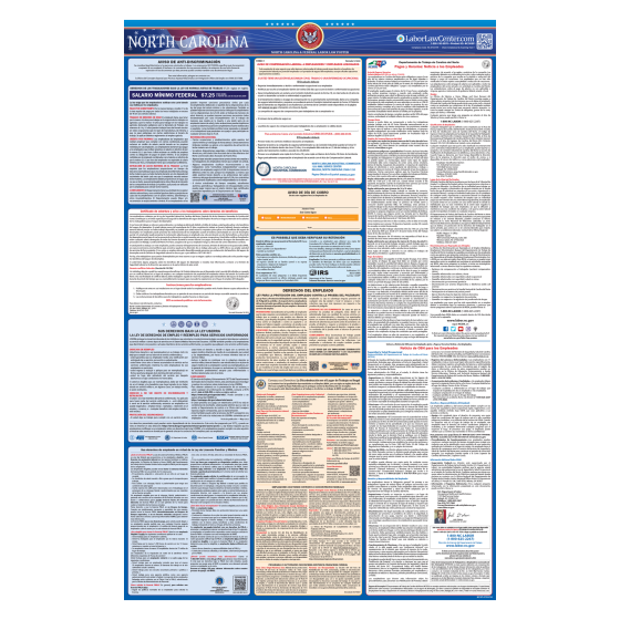 North Carolina & Federal Labor Law Posters - Spanish